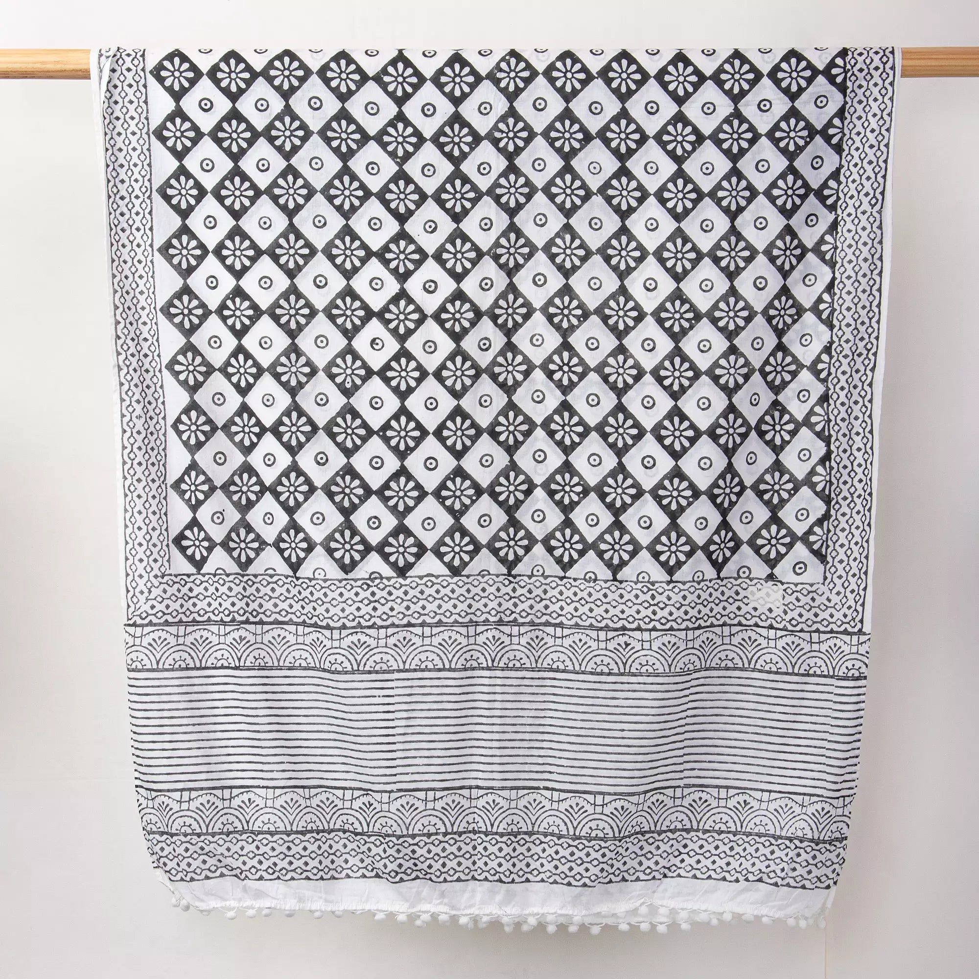 Floral Hand Block Printed Organic Cotton Ladies Dupatta